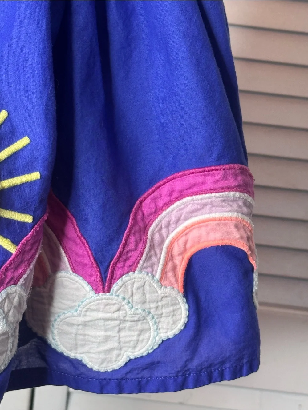Gymboree Royal Blue Sundress with Rainbow, Sun & Cloud Appliqués